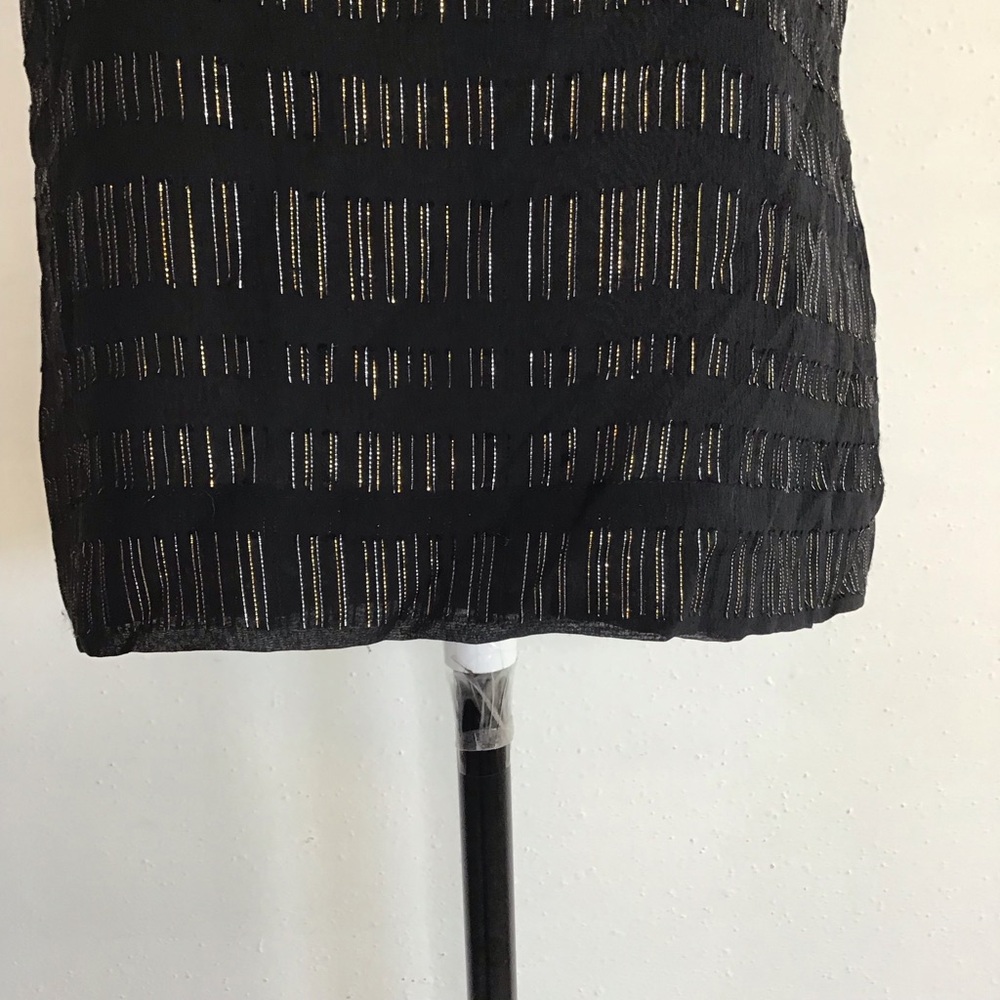 Reiss Black Sheer Striped Short Sleeve Blouse - Picture 5 of 8
